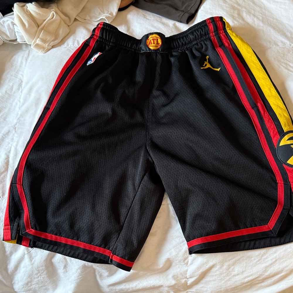 Black and Yellow NBA Atlanta Hawks Athletic Shorts
